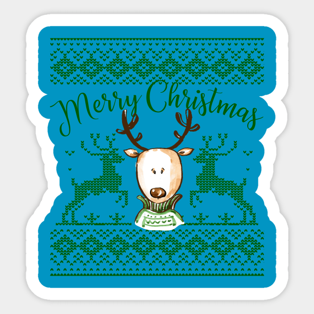 Ugly Sweater Style Reindeer Print Sticker by letnothingstopyou